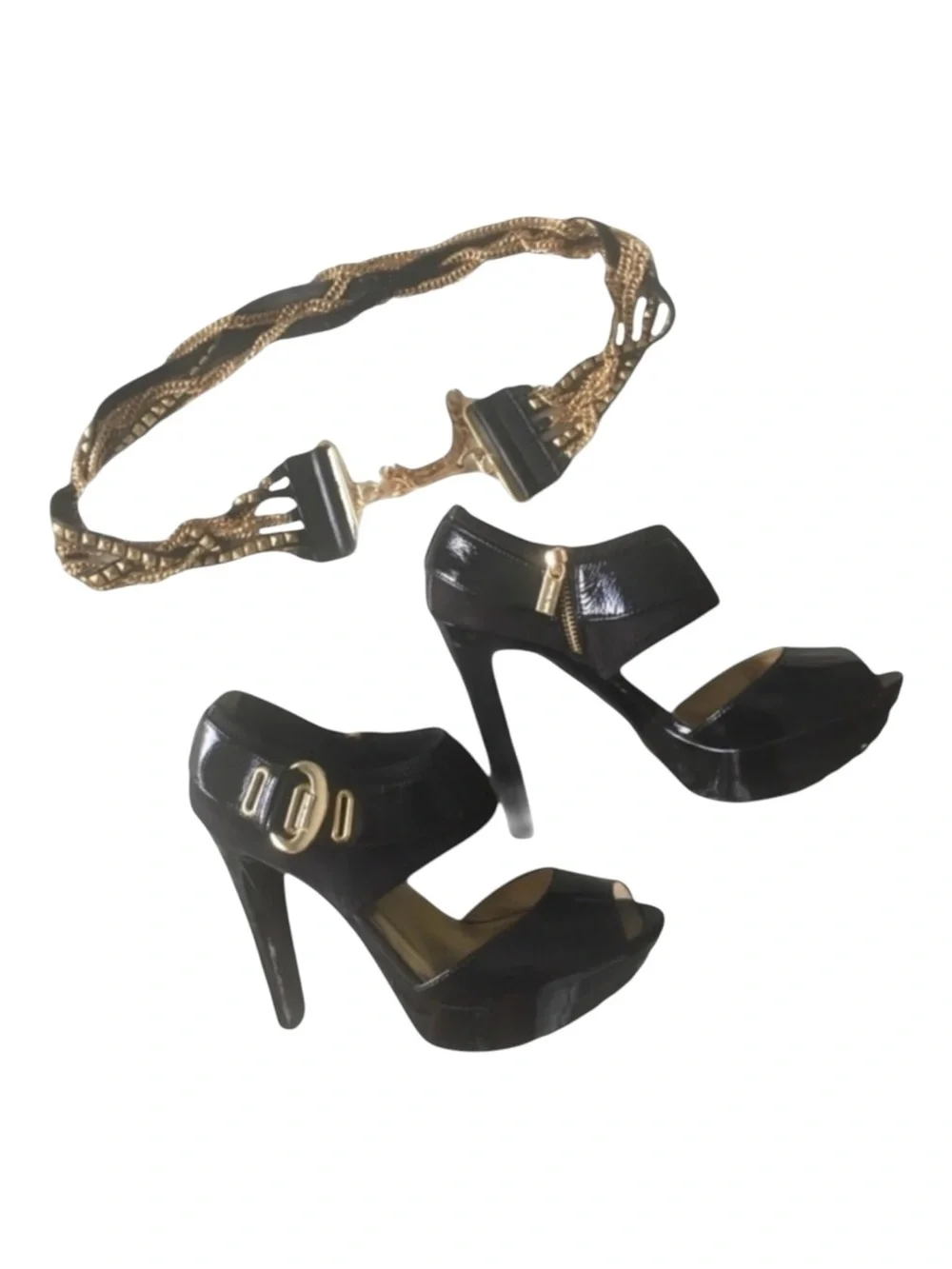 new LF ♐︎ Streets Ahead ♐︎ Twisted Layer Multi Chain Leather Belt ♐︎ Black Gold